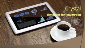  Presentation with cup coffee - Slides enhanced with tablet-pc-with-graphs background and a  colored foreground