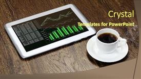  Presentation with coffee cup - Cool new presentation theme with tablet-pc-with-graphs backdrop and a  colored foreground