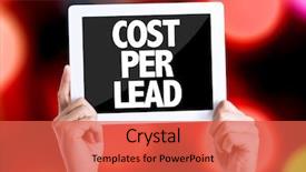  Presentation with lead - Cool new presentation theme with tablet pc with text cost per lead with bokeh background backdrop and a red colored foreground