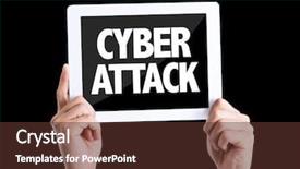  Presentation with cyber war - Amazing presentation having tablet pc with text cyber backdrop and a tawny brown colored foreground