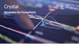  Presentation with market data - Presentation design featuring tablet showing the stock market background and a ocean colored foreground