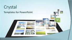  Presentation with structure - Colorful presentation theme enhanced with widget - tablet social network structure backdrop and a sky blue colored foreground