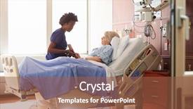  Presentation with geriatric - PPT theme with tablet talks to senior patient background and a tawny brown colored foreground