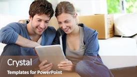  Presentation with find - Colorful slide set enhanced with tablet to find transport company backdrop and a coral colored foreground