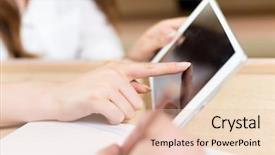  Presentation with table of content - Colorful presentation enhanced with tablet when study in classroom backdrop and a  colored foreground