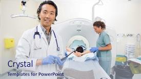  Presentation with digital hospital - Slide deck enhanced with tablet while nurse preparing patient background and a lemonade colored foreground