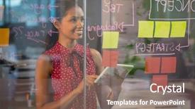  Presentation with using digital tablet - Slide deck featuring tablet while reading glass board background and a violet colored foreground