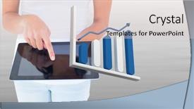  Presentation with digital statistics - Cool new presentation design with tablet with 3d bar chart backdrop and a lemonade colored foreground