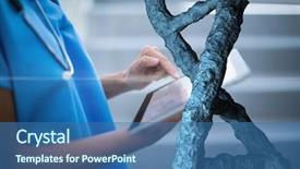  Presentation with dna snp - Cool new presentation design with tablet with 3d dna strands backdrop and a  colored foreground
