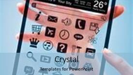  Presentation with human - Colorful slide deck enhanced with tablet-with-a-transparent-display backdrop and a light blue colored foreground