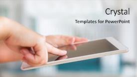  Presentation with hold hand - Beautiful PPT layouts featuring tablet with blank empty screen backdrop and a white colored foreground