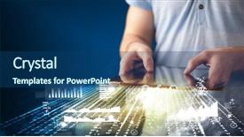  Presentation with market data - Beautiful presentation featuring tablet with business market graphs backdrop and a ocean colored foreground