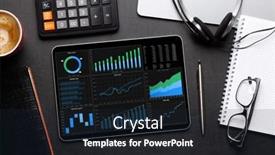  Presentation with business office desk - Presentation design consisting of tablet-with-business-reports background and a  colored foreground