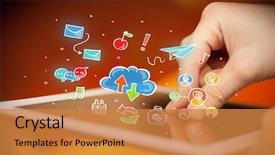  Presentation with colorful hands - Colorful slide deck enhanced with tablet with colorful social media backdrop and a gold colored foreground