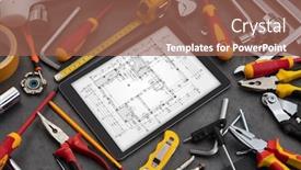 Presentation with construction tools - Presentation theme with tablet-with-construction-tools background and a violet colored foreground