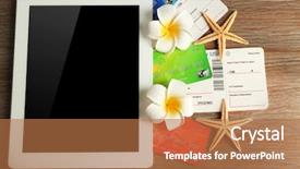  Presentation with flight - Slides consisting of tablet with credit cards background and a coral colored foreground