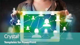  Presentation with green globe - PPT theme consisting of tablet with green social media background and a  colored foreground