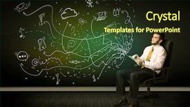  Presentation with tablet - Slides featuring tablet with media icons concept background and a wine colored foreground