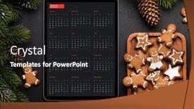  Presentation with next year - PPT layouts having tablet-with-next-year-calendar background and a dark gray colored foreground