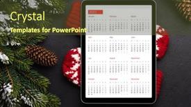  Presentation with next year - Presentation theme with tablet-with-next-year-calendar background and a  colored foreground
