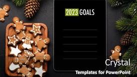  Presentation with next year - PPT theme enhanced with tablet-with-next-year-goals background and a black colored foreground