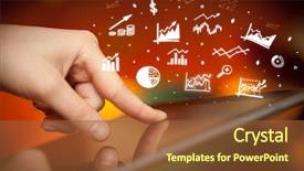  Presentation with business report - Presentation with tablet with online business report background and a tawny brown colored foreground