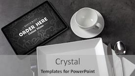  Presentation with order - Colorful slide deck enhanced with tablet-with-online-order-concept backdrop and a light gray colored foreground