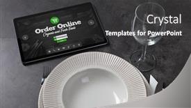  Presentation with order - Audience pleasing PPT layouts consisting of tablet-with-online-order-concept backdrop and a dark gray colored foreground