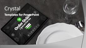  Presentation with order - Amazing slides having tablet-with-online-order-concept backdrop and a dark gray colored foreground