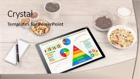  Presentation with healthy eating - Presentation theme having tablet with several dieting statistics background and a lemonade colored foreground