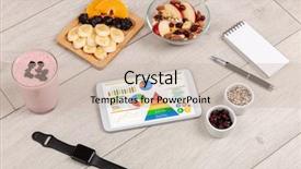  Presentation with statistics - Beautiful PPT theme featuring tablet with several dieting statistics backdrop and a  colored foreground