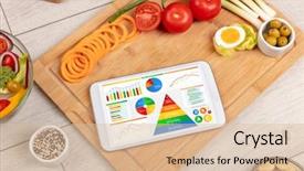  Presentation with healthy eating - Amazing presentation having tablet with several dieting statistics backdrop and a lemonade colored foreground