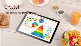  Presentation with clean water healthy concept - Presentation theme having tablet with several dieting statistics background and a lemonade colored foreground