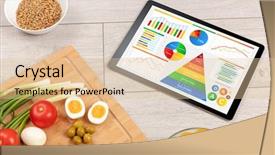  Presentation with healthy eating - Beautiful PPT theme featuring tablet with several dieting statistics backdrop and a lemonade colored foreground