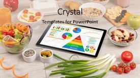  Presentation with healthy eating - PPT theme with tablet with several dieting statistics background and a lemonade colored foreground