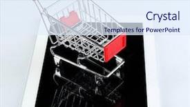 Presentation with tablets wood table tablet white - Amazing slides having tablet with small shopping cart backdrop and a  colored foreground