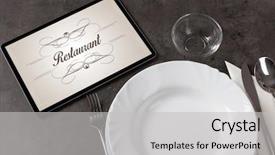  Presentation with nuclear energy logo - Presentation theme with tablet with stylish restaurant logo background and a light gray colored foreground