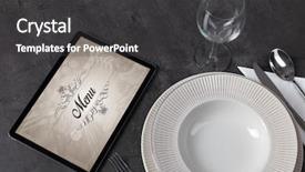  Presentation with python logo - Theme enhanced with tablet with stylish restaurant logo background and a dark gray colored foreground