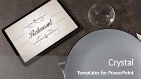  Presentation with restaurant - Presentation having tablet with stylish restaurant logo background and a gray colored foreground