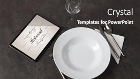  Presentation with restaurant - Theme consisting of tablet-with-stylish-restaurant-logo background and a dark gray colored foreground