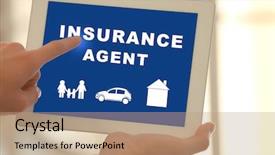  Presentation with insurance - PPT layouts enhanced with tablet with text insurance agent background and a coral colored foreground