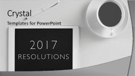  Presentation with cup coffee - Amazing slide deck having tablet with the text 2017 backdrop and a light gray colored foreground