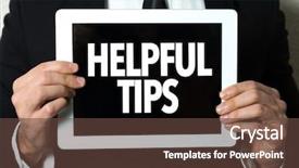  Presentation with man relaxing on massage table - Cool new PPT theme with tablet with the text helpful backdrop and a tawny brown colored foreground