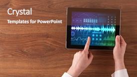  Presentation with sound - Slide set having tablet with waveforms and sound background and a tawny brown colored foreground