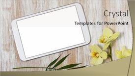  Presentation with palm leaves - Presentation having tablet-with-yellow-orchid background and a lemonade colored foreground