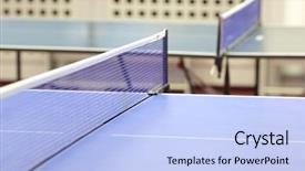  Presentation with ping pong - Slide deck having tabletennis - image of ping-pong table background and a  colored foreground