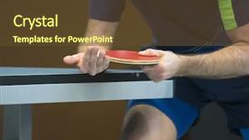  Presentation with table tennis - Colorful presentation theme enhanced with tabletennis - table tennis player serving closeup backdrop and a tawny brown colored foreground
