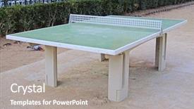  Presentation with table tennis - Audience pleasing slide set consisting of tabletennis - tennis table in luxemburg park backdrop and a gray colored foreground