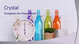  Presentation with white brick - Audience pleasing presentation theme consisting of interior design with alarm clock backdrop and a sky blue colored foreground