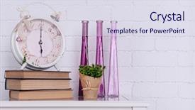  Presentation with white brick - Presentation design consisting of interior design with alarm clock background and a sky blue colored foreground